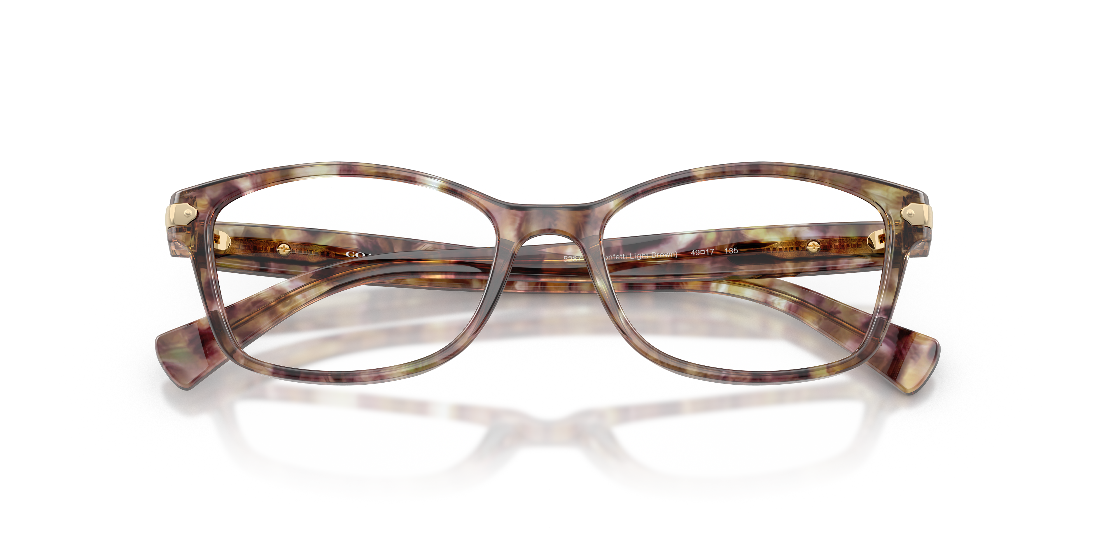 Coach HC6065 Rectangle Eyeglasses - Light Brown Confetti Tortoise