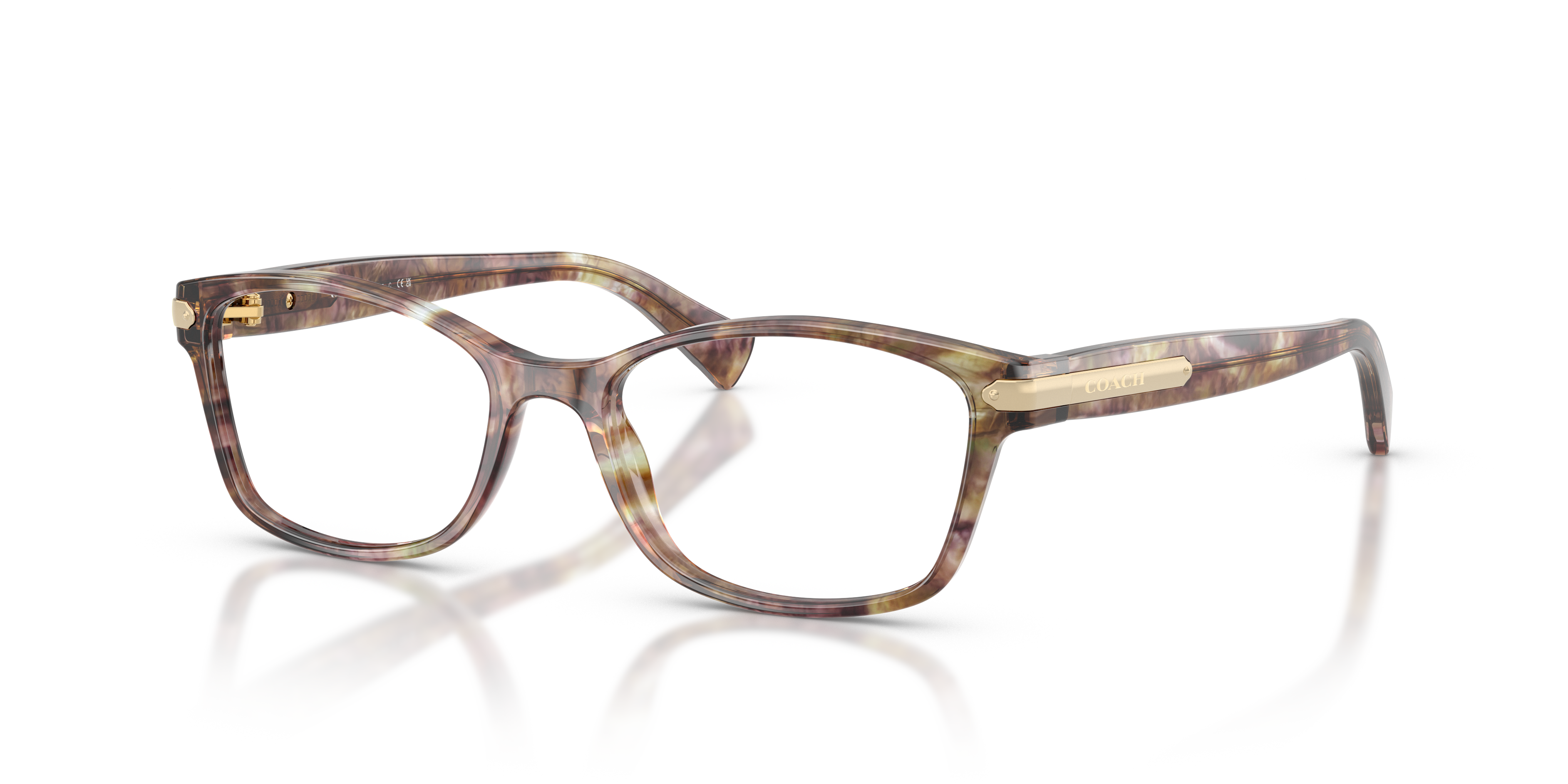 Coach HC6065 Rectangle Eyeglasses - Light Brown Confetti Tortoise