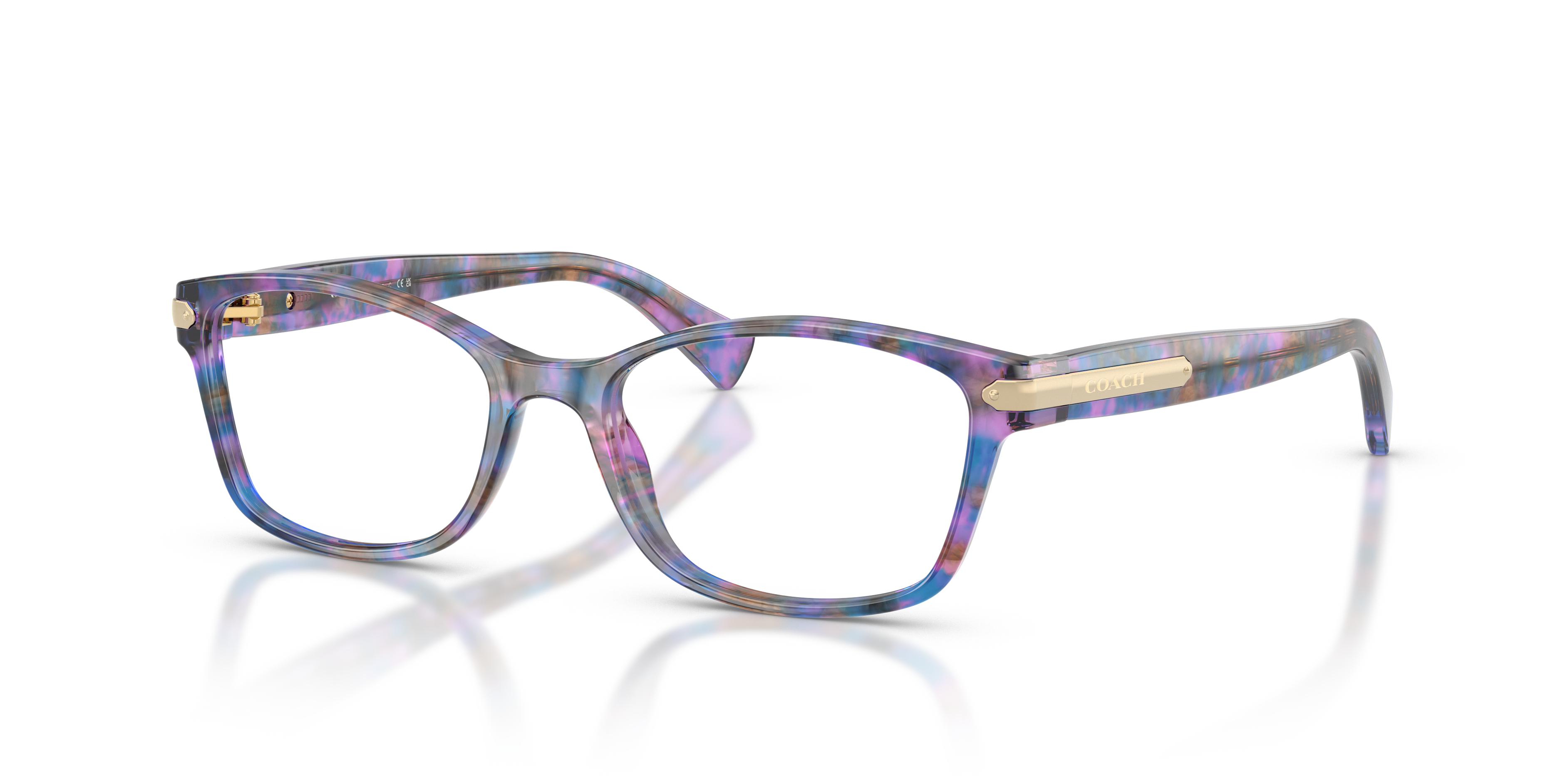 Coach HC6065 Rectangle Eyeglasses - Purple Confetti Tortoise