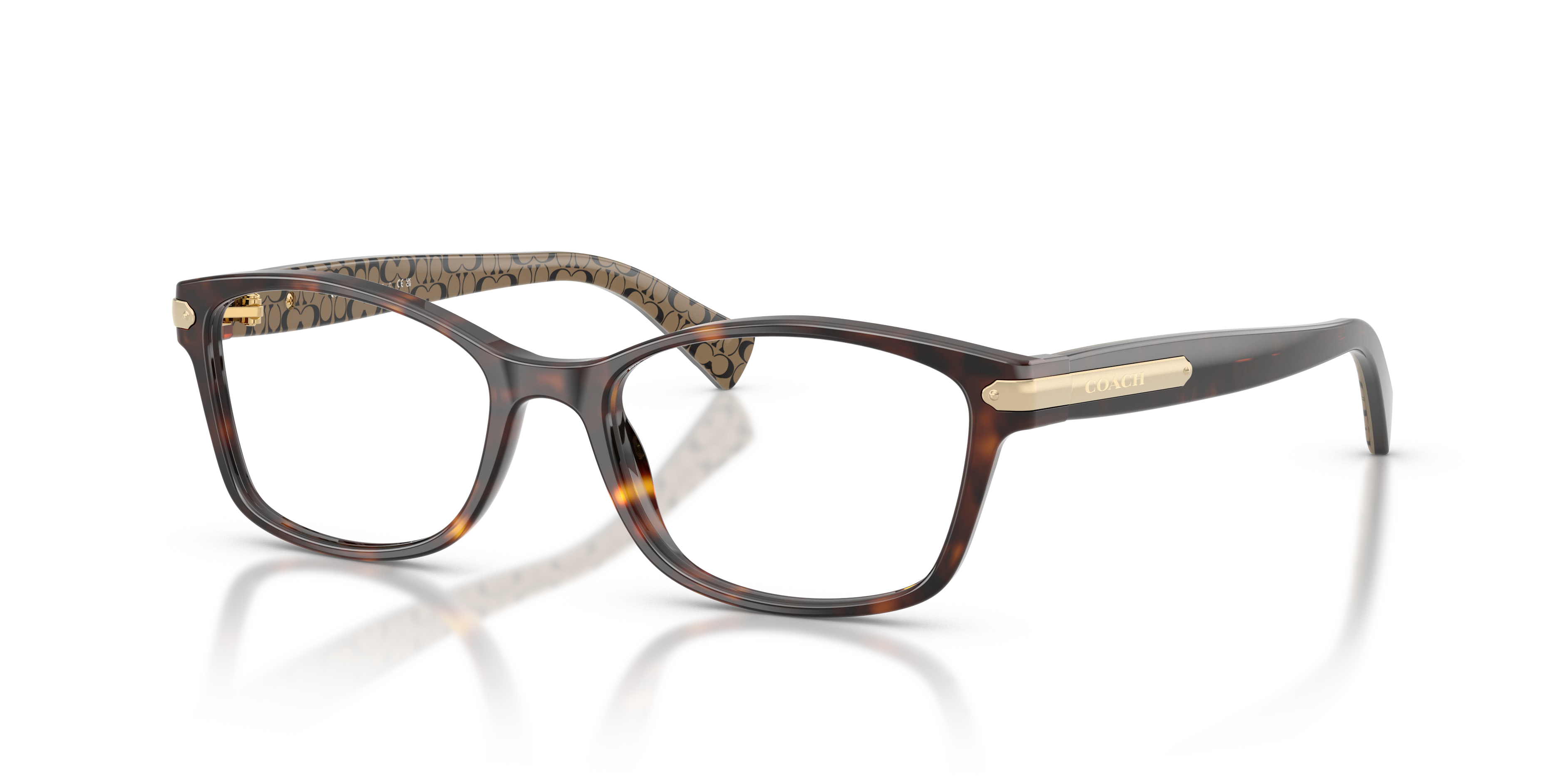 Coach HC6065 Rectangle Eyeglasses - Light Brown Confetti Tortoise