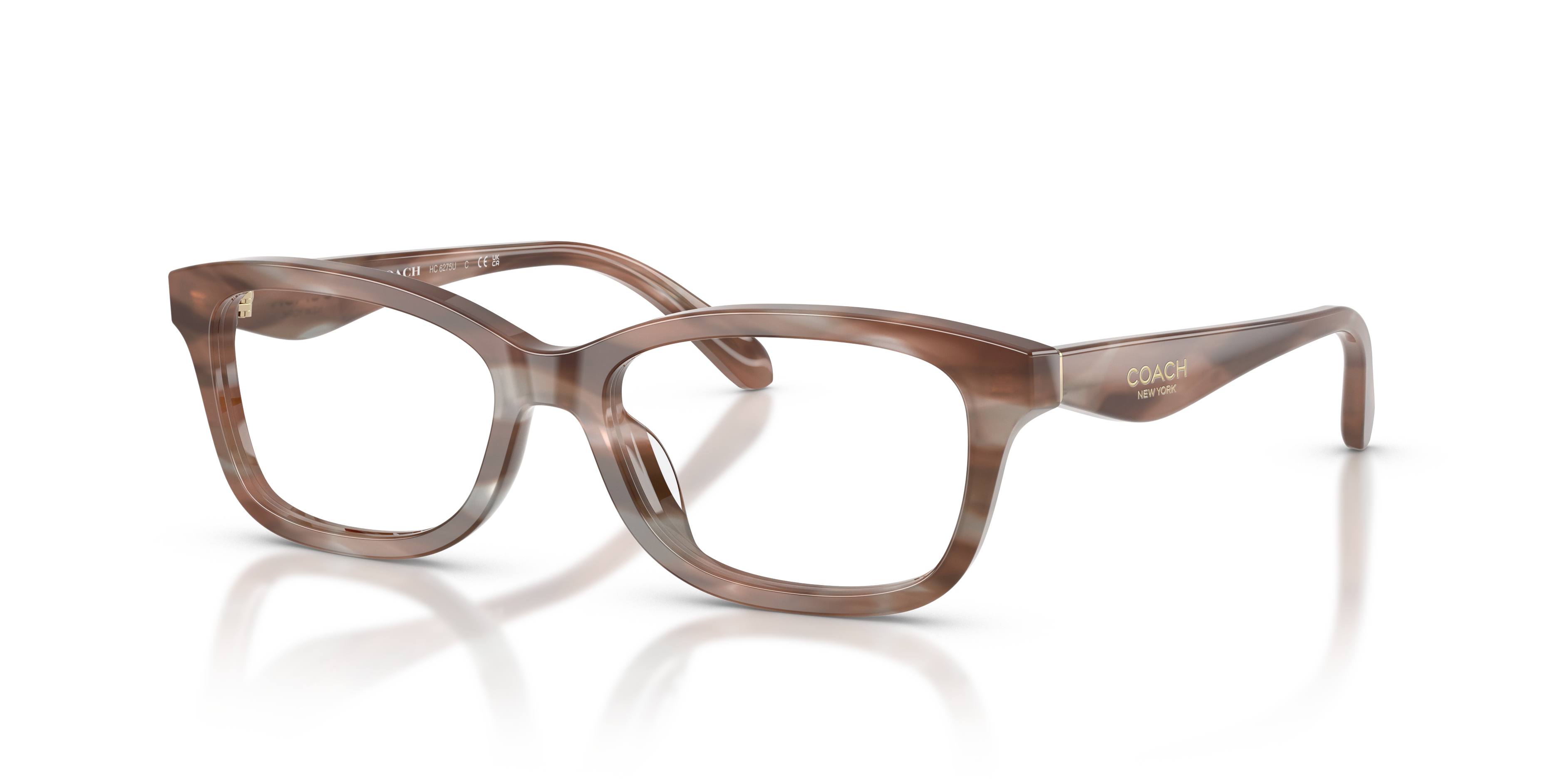 Coach HC6275U Rectangle Eyeglasses - Striated Redwood Maple