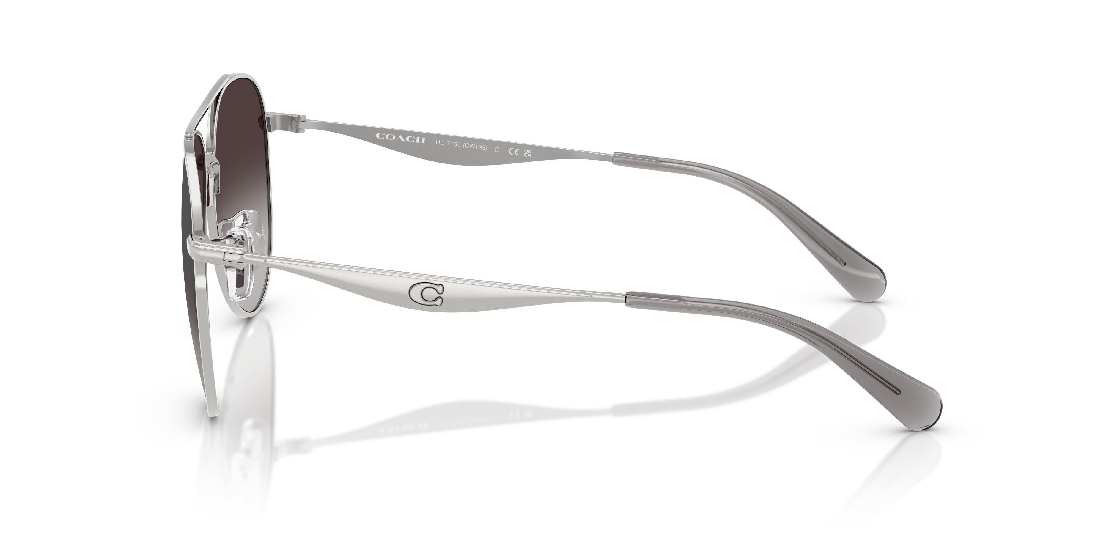 Coach HC7169 CW193 Pilot Sunglasses - Shiny Silver
