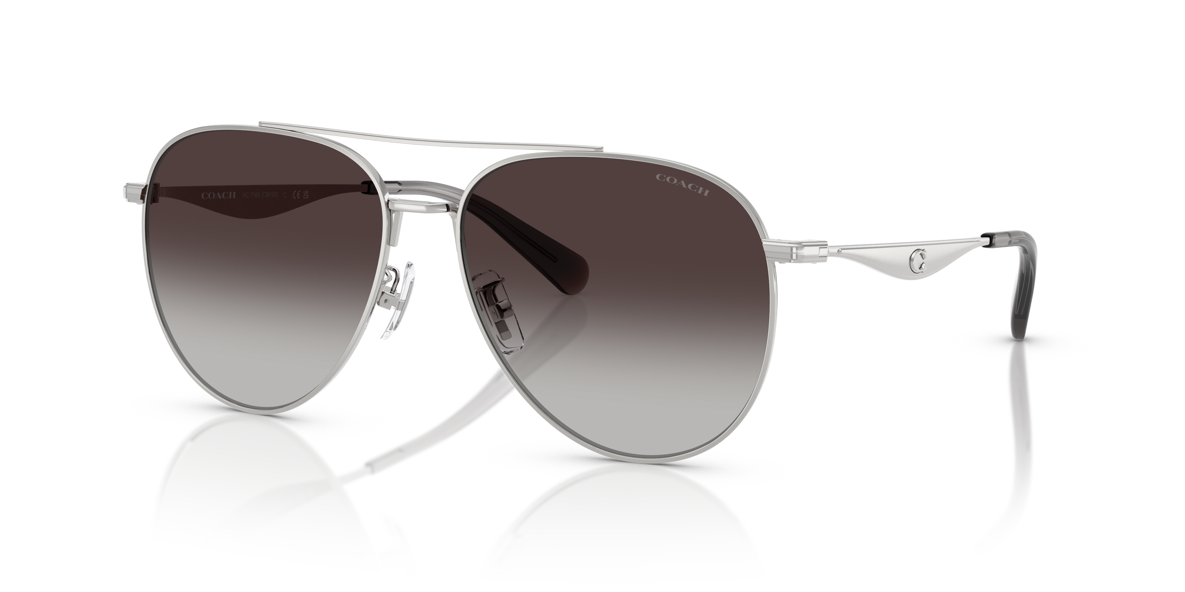 Coach HC7169 CW193 Pilot Sunglasses - Shiny Light Gold