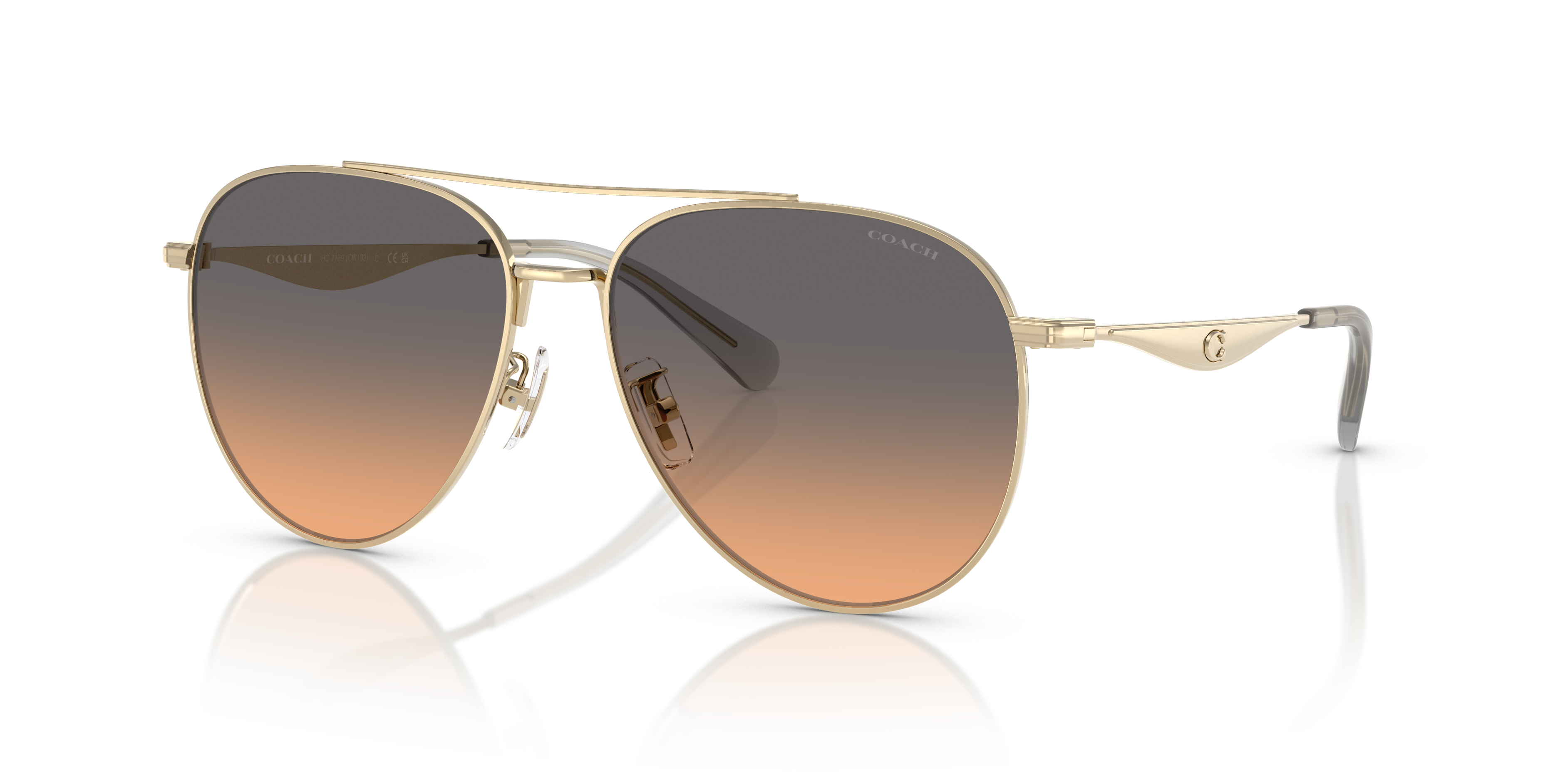 Coach HC7169 CW193 Pilot Sunglasses - Shiny Silver