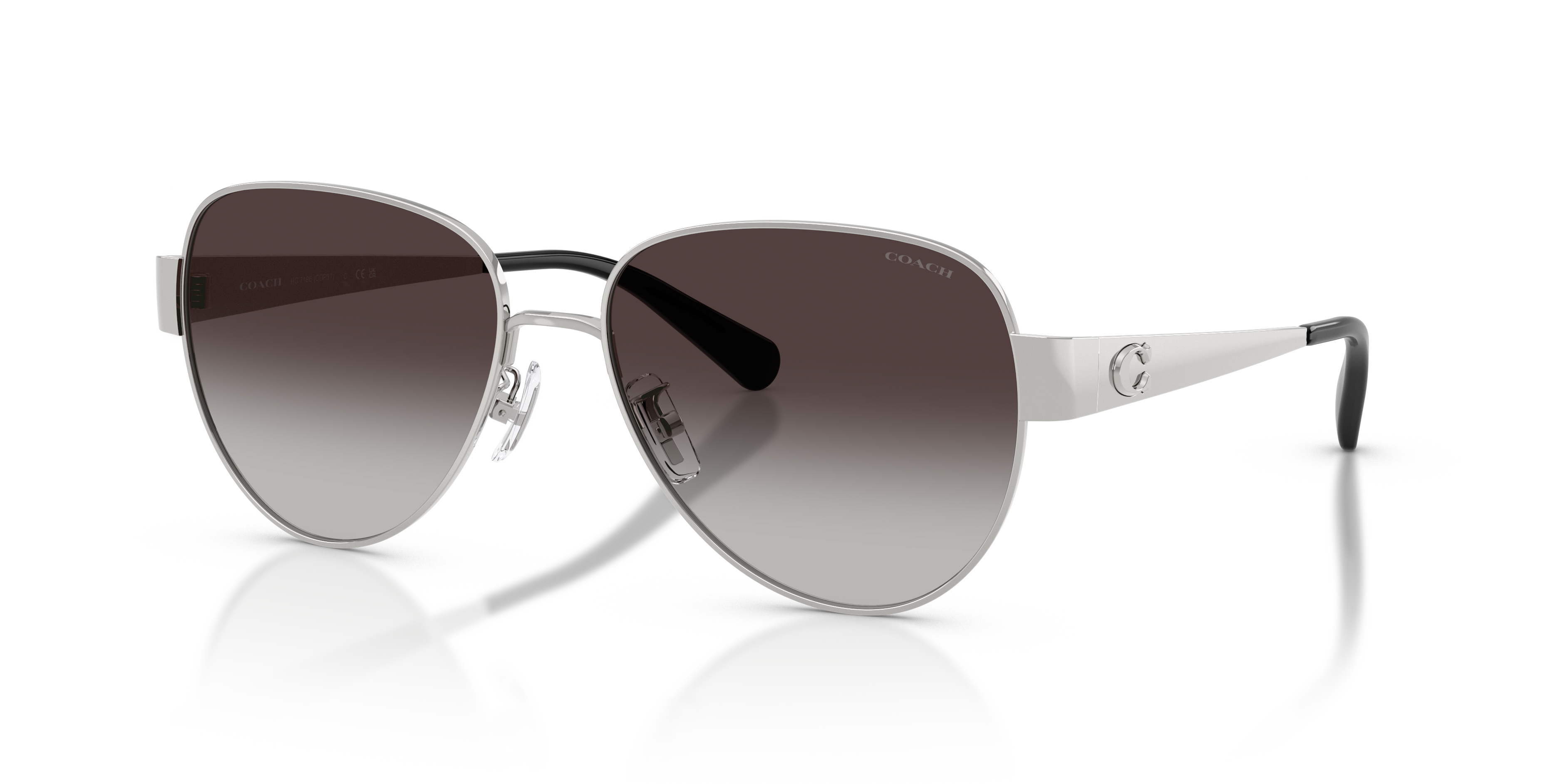 Coach HC7186 CDP37 Pilot Sunglasses - Shiny Silver
