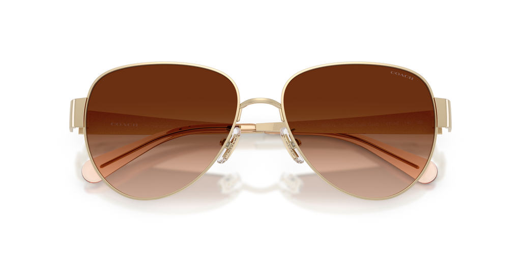 Coach HC7186 CDP37 Pilot Sunglasses - Shiny Light Gold