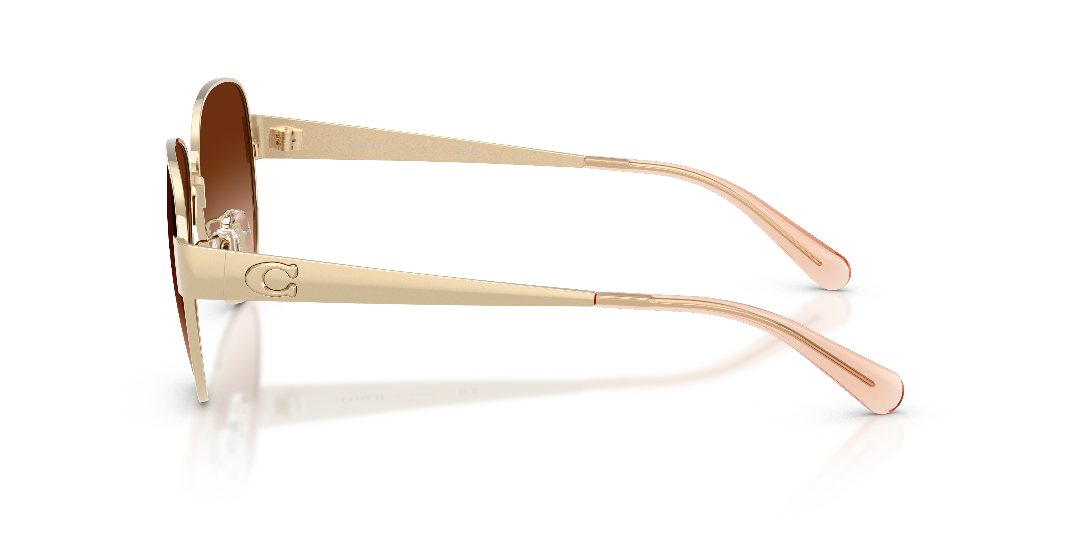 Coach HC7186 CDP37 Pilot Sunglasses - Shiny Light Gold