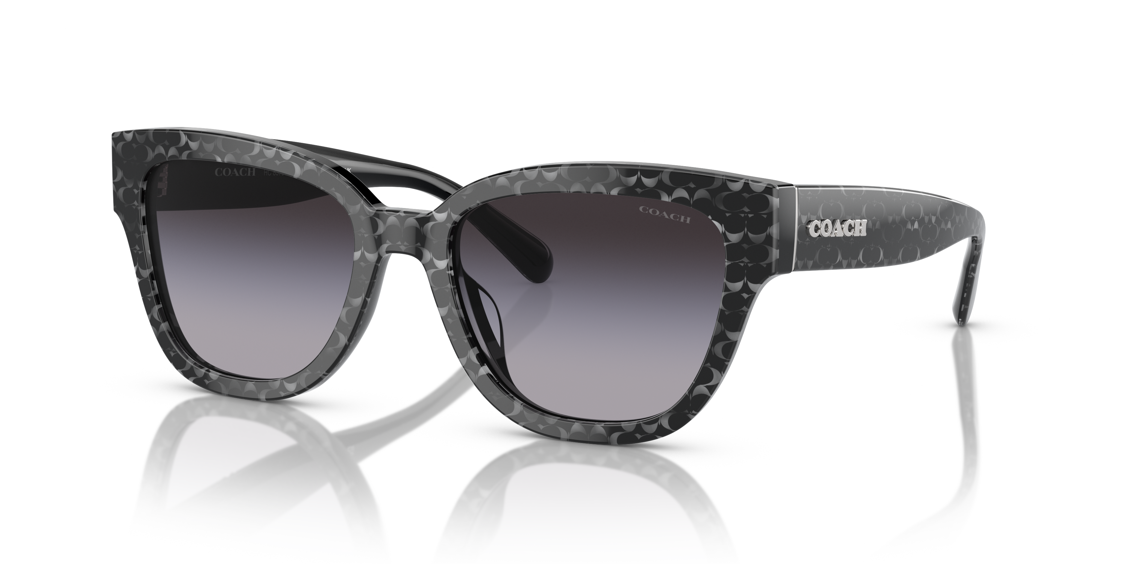 Coach HC8379U CL920 Butterfly Sunglasses - Grey Pearl Signature C