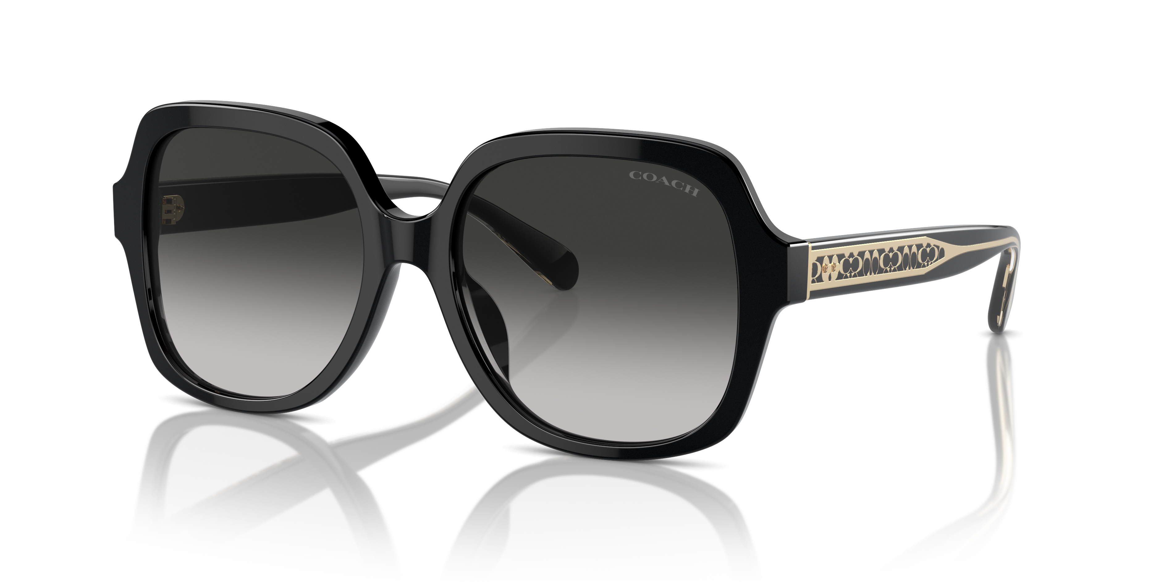 Coach HC8395U CR614 Square Sunglasses - Black
