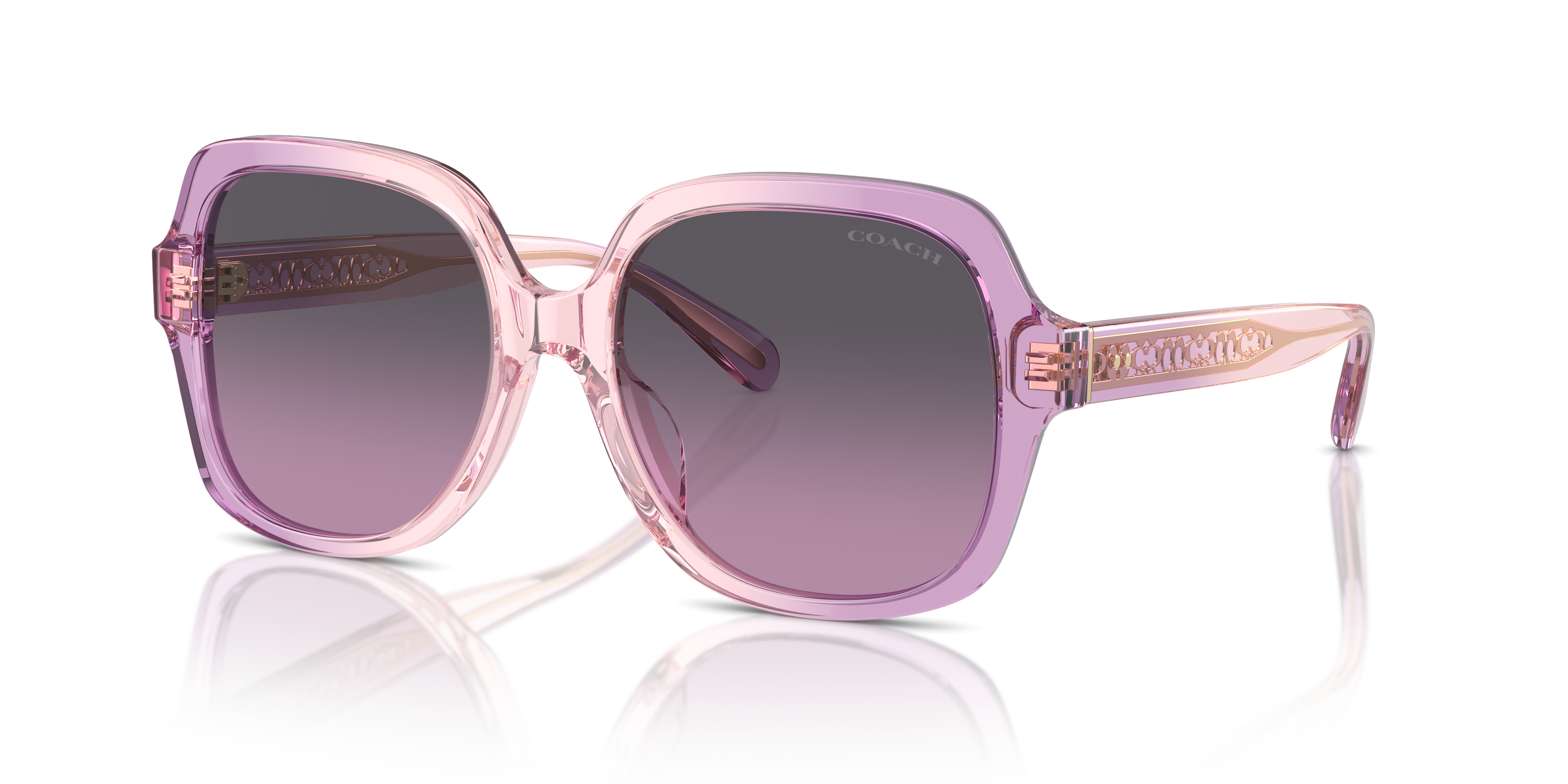 Coach HC8395U CR614 Square Sunglasses - Amethyst Pink Gradient