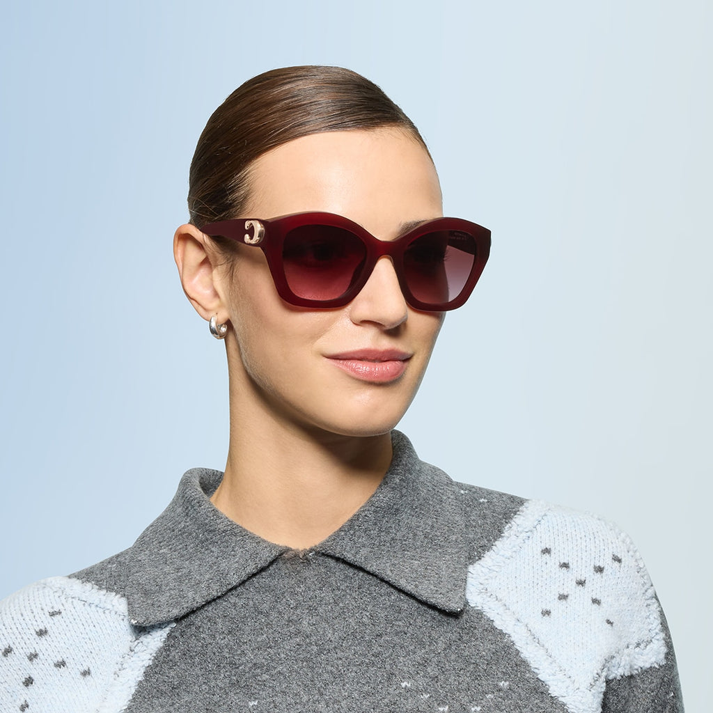 Coach HC8421U CAD31 Geometric Sunglasses - Milky Burgundy