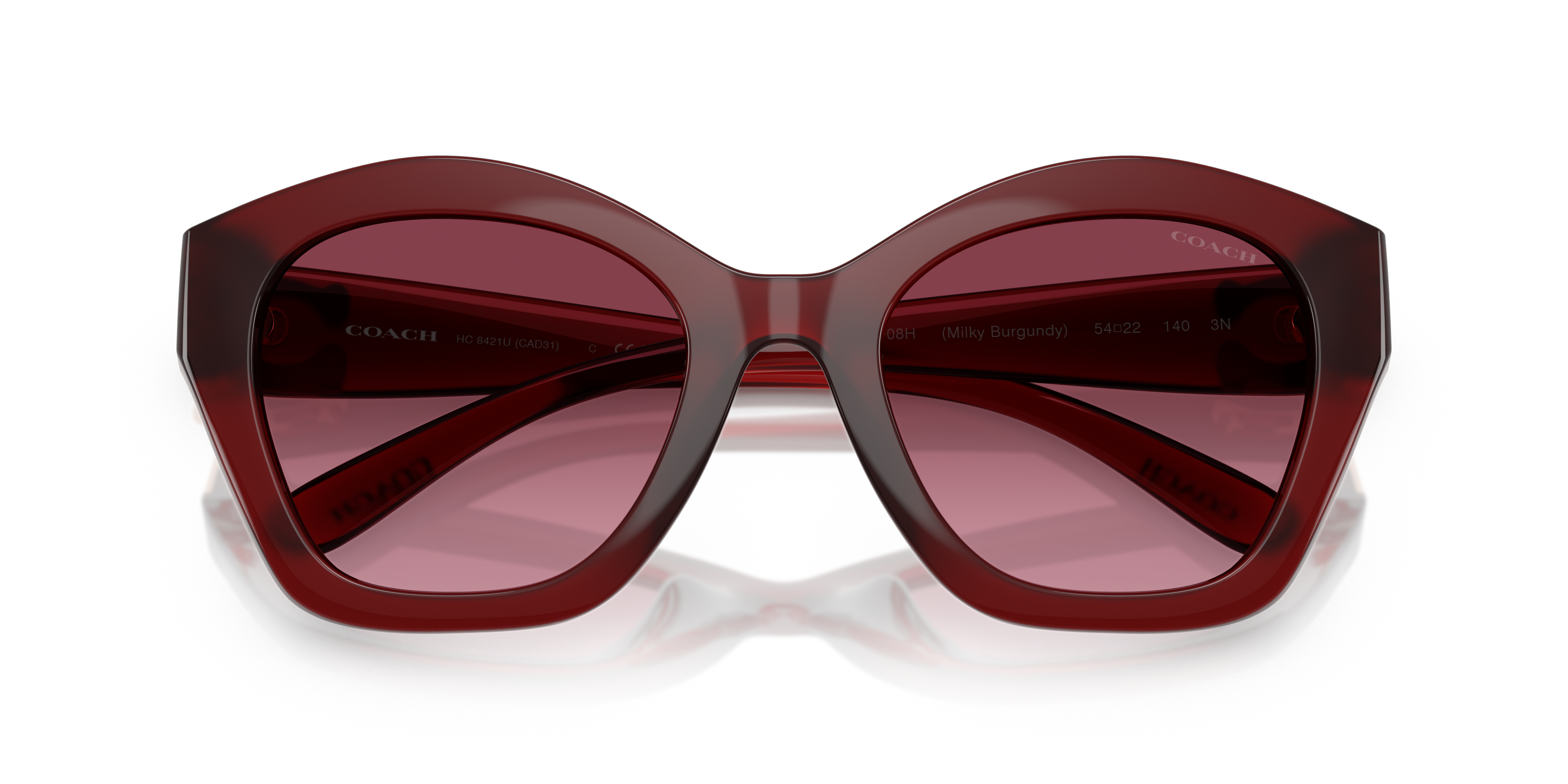 Coach HC8421U CAD31 Geometric Sunglasses - Milky Burgundy
