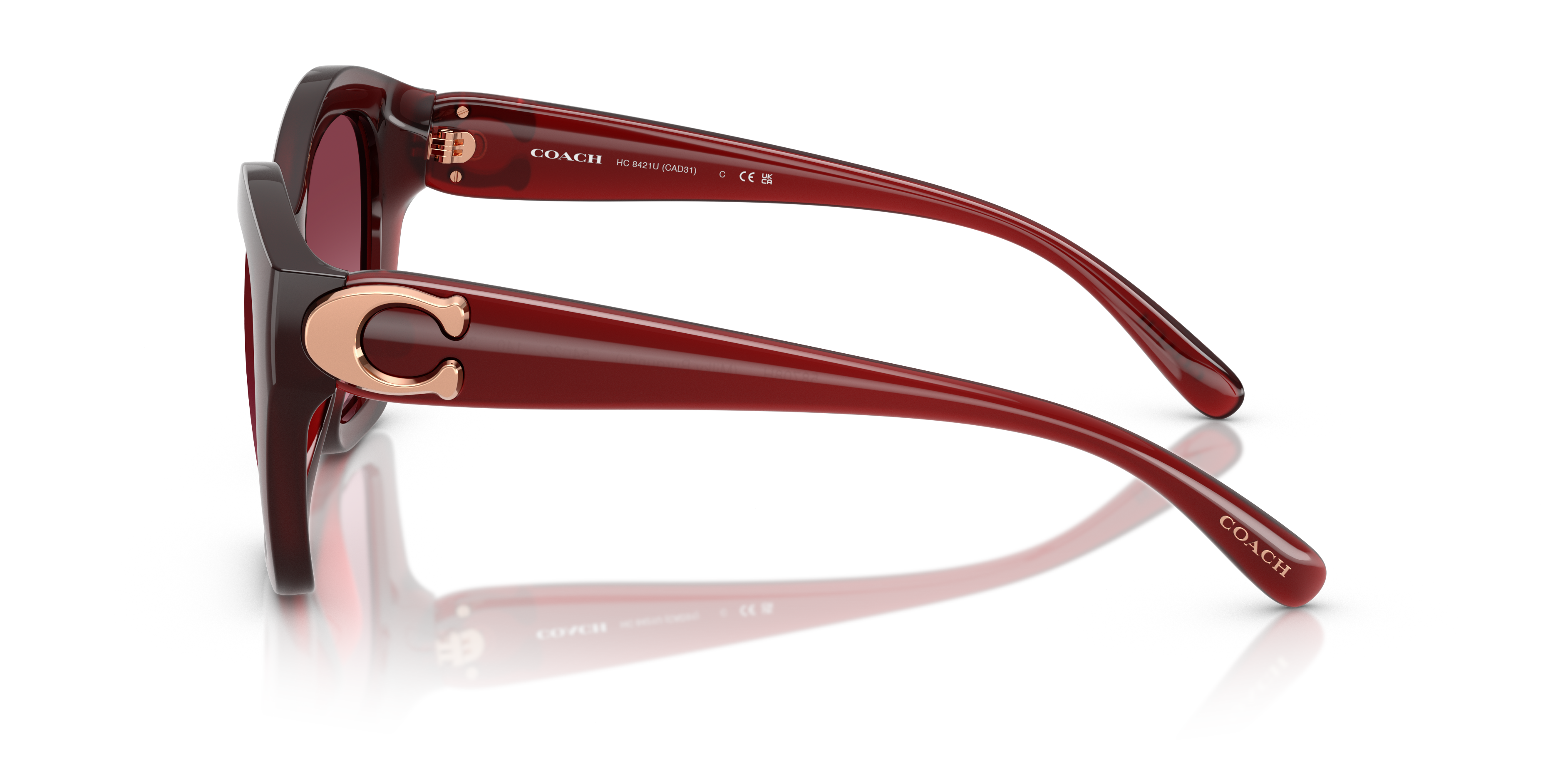 Coach HC8421U CAD31 Geometric Sunglasses - Milky Burgundy