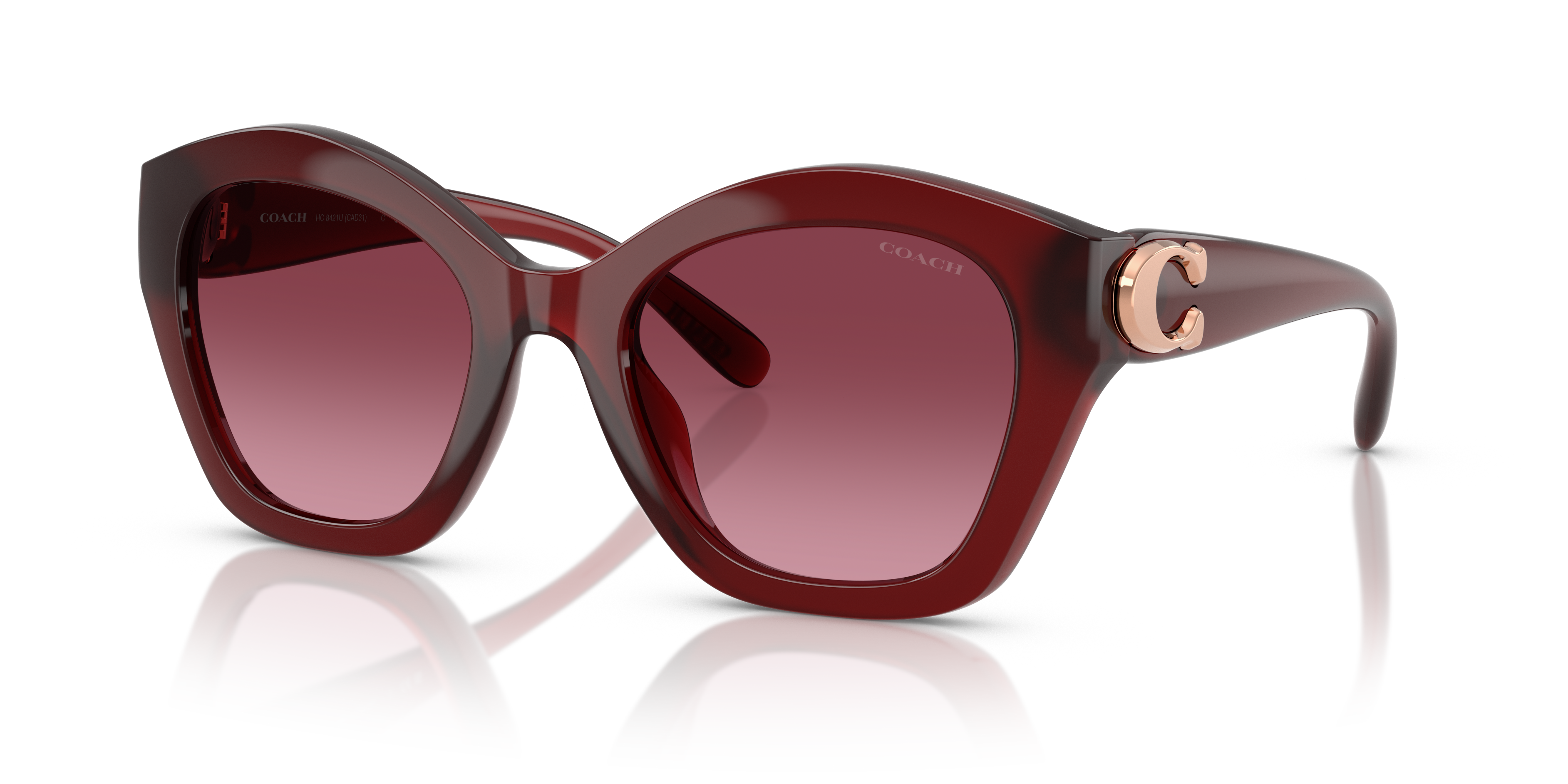 Coach HC8421U CAD31 Geometric Sunglasses - Milky Burgundy